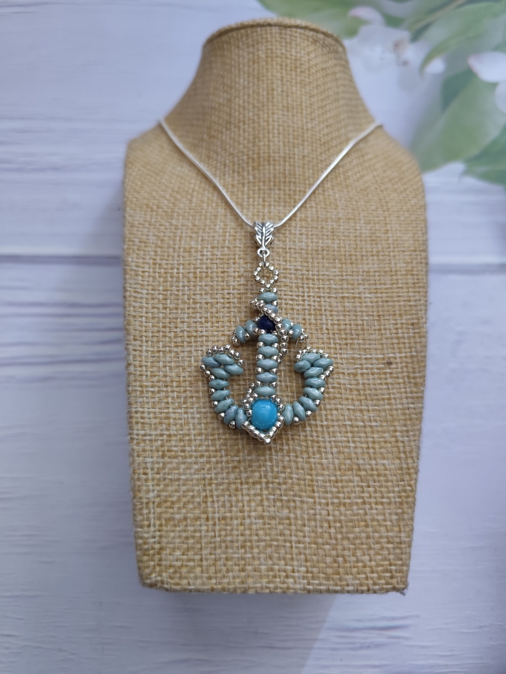 Handcrafted Turquoise Blue Beaded Pendant Necklace - Women Jewelry